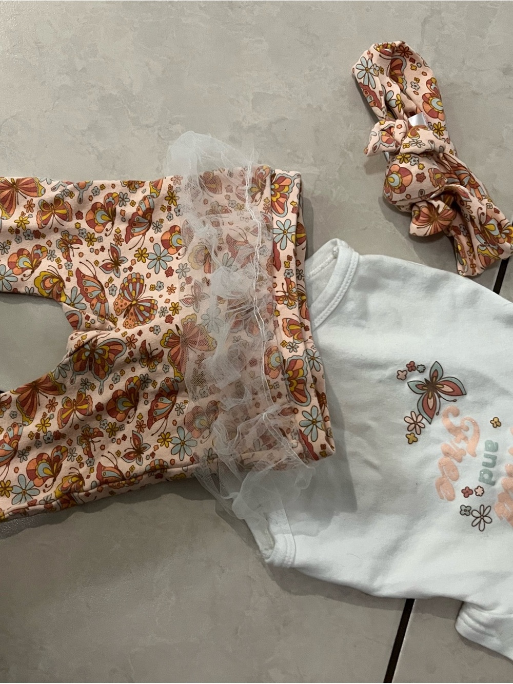 Catherine Malandrino Pink Floral Butterfly Matching Set with Headband